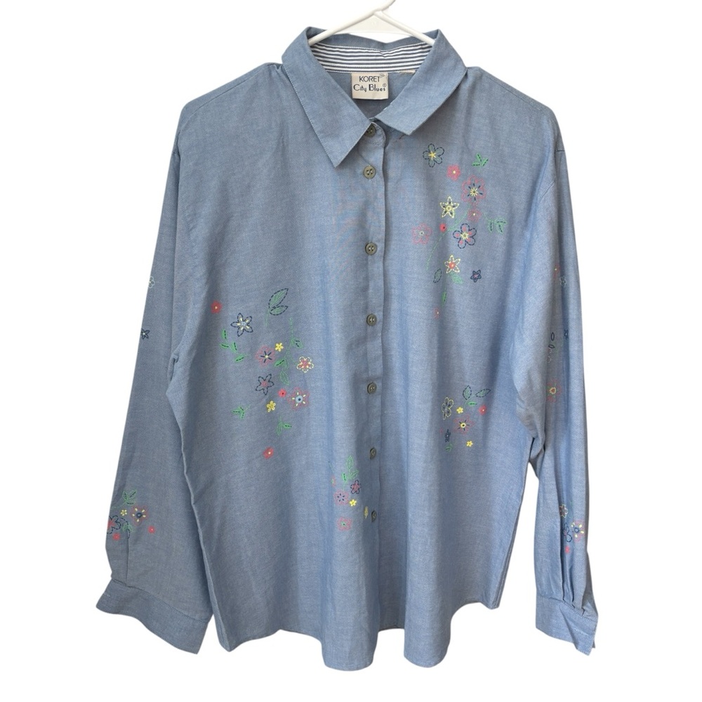Koret City Blues Floral Embroidered Top Women’s Size 2XL Cottagecore Fairycore